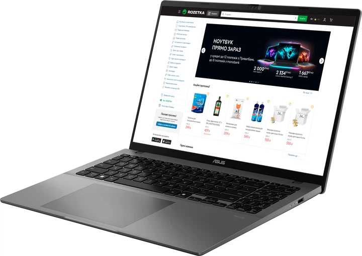 Ноутбук ASUS VivoBook S16 M3607GA-SH088 (90NB17M1-M00520) Matte Gray / 16" OLED WUXGA / AMD Ryzen AI 9 465 / RAM 32 ГБ / SSD 1 ТБ / Подсветка клавиатуры / Зарядка по USB - изображение 4