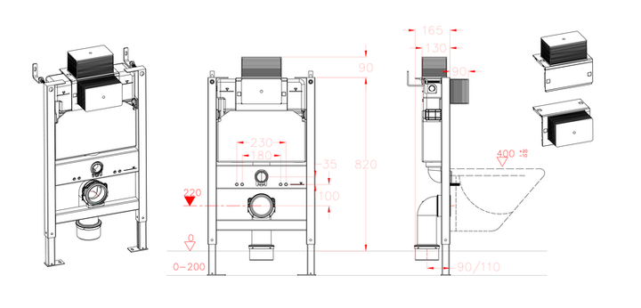 Інсталяція для підвісного унітазу Koer KT-0403 500x165x820mm без панелі змиву (KR5313) - зображення 5