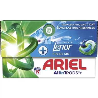 Капсулы для стирки Ariel Pods+ All-in-1 Touch of Lenor Прикосновение свежего воздуха Lenor 19 шт. (8700216765954) - изображение 2