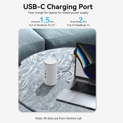 Док-станція USB3.1 Type-C --> HDMI/VGA/USB3.0x3/RJ45/SD/TF/TRRS 3.5m/PD/DC100W12-in-1Ventio - изображение 11