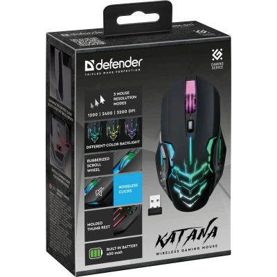Мишка Defender Katana GM-511 LED Wireless Black (52511) - зображення 4