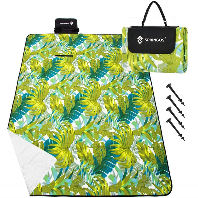 Koc piknikowy Springos plażowy 200 x 150 cm zielony (5907719450636) - obraz 2