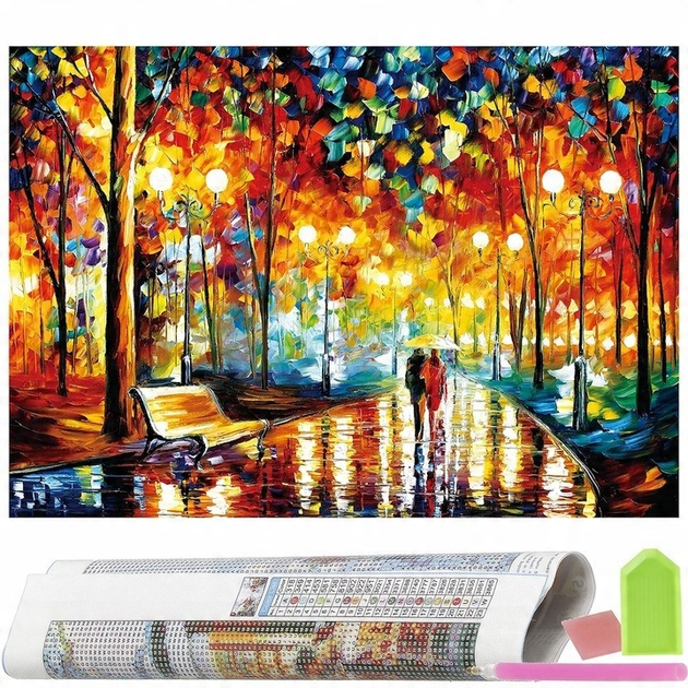 Zestaw do haftu diamentowego Springos mozaika Park nocą 40 x 30 cm DP0019 (5907719443690) - obraz 2