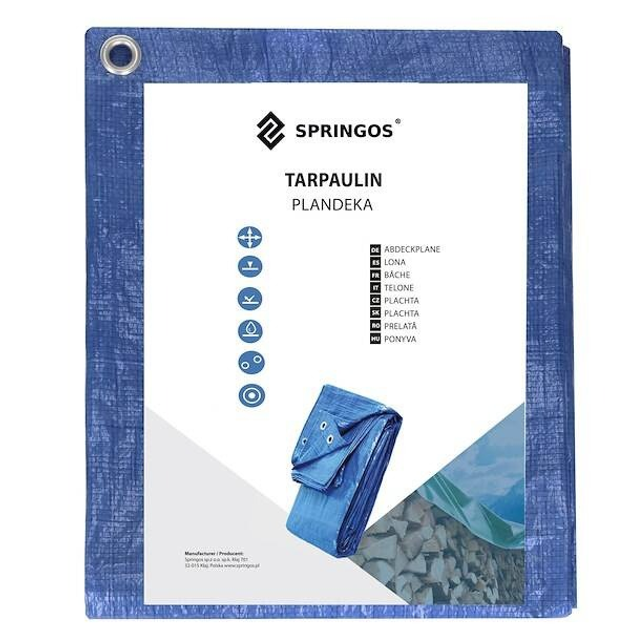 Plandeka Springos gruba płachta ochronna 3 x 5 m 60g/m2 niebieska (GA2120) (5907719430072) - obraz 9