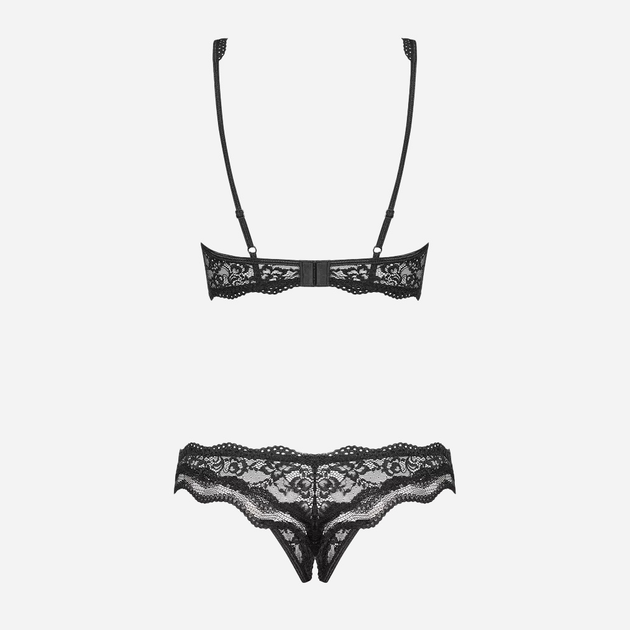 Komplet erotyczny (biustonosz + stringi) Obsessive Luvae Open Cup S/M Black (5901688226698) - obraz 4