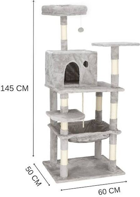 Кігтеточка для котів Springos PA1049 145 см Сіра (5907719457710) - зображення 8