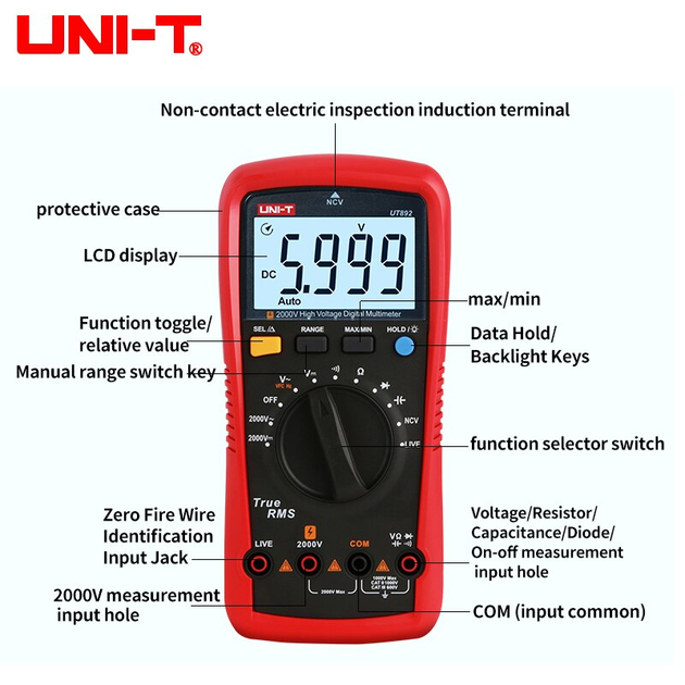 Высоковольтный цифровой мультиметр Unit UT-892 (2000V) - изображение 3