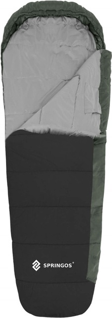 Śpiwór turystyczny Springos CS0046 220 x 80 cm Czarno-szary (5907719436685) - obraz 1