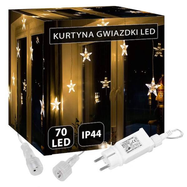 Kurtyna świetlna Springos CL4016 70 LED Gwiazdki (5907719426181) - obraz 3
