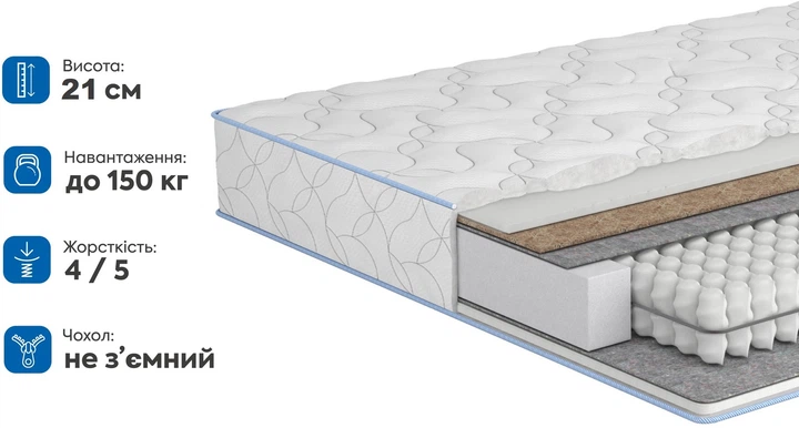 Матрас Matro (MatroLuxe) Бонд кокос 80х200 см (0020572691) - изображение 3