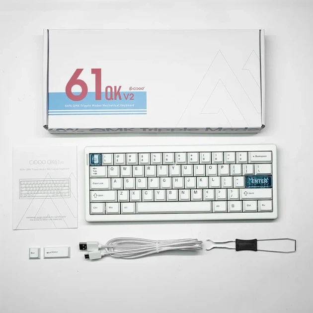Игровая механическая клавиатура Cidoo QK61 V2 – 60% форм-фактор, горячая замена, RGB, Gasket Mount, Белая - изображение 7