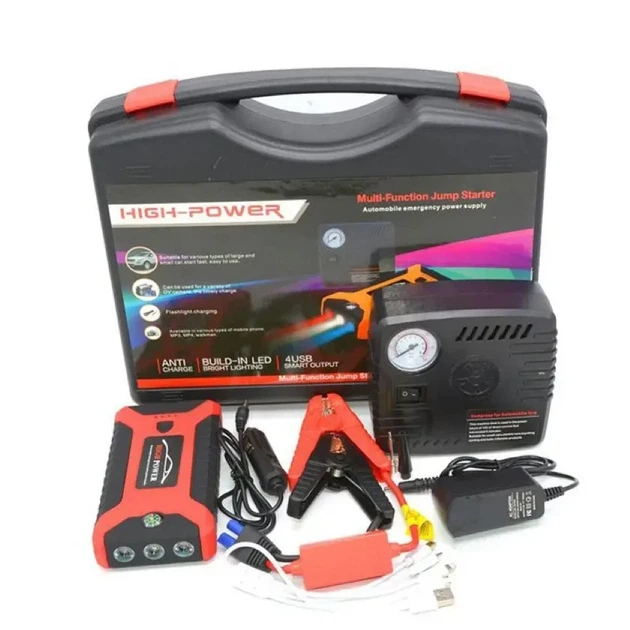 Пусковое устройство Jumpstarter Power Bank 99800 мА·ч, 12V, 600А, 4×USB, фонарик, запуск авто, зарядка гаджетов, в комплекте кейс - изображение 3