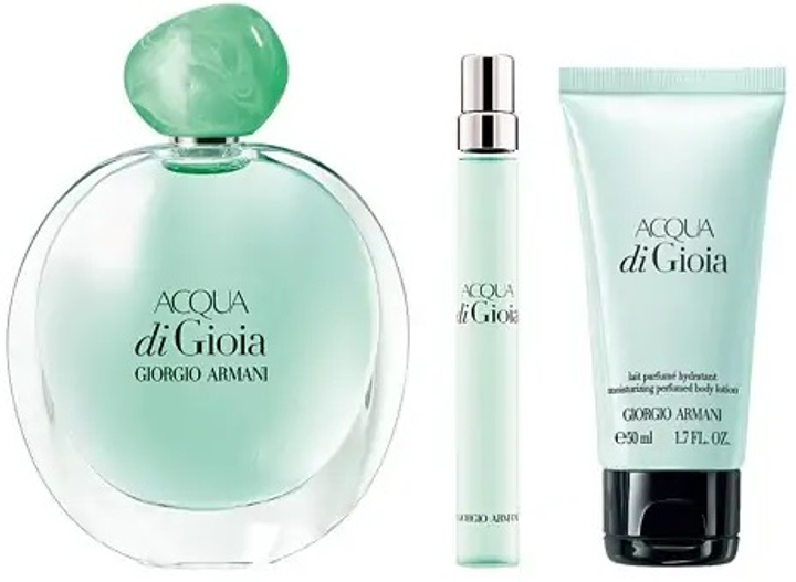 Набір для жінок Giorgio Armani Acqua Di Gioia Парфумована вода 100 мл + Мініатюра Парфумована вода 10 мл + Лосьйон для тіла 50 мл (3614274336931) - зображення 2