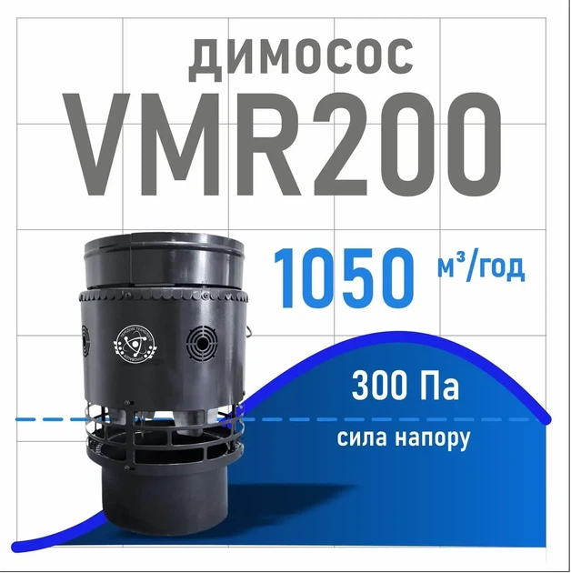Димосос на трубу VMR 200 нерж - 1050 м3/ч - 300 Па Кришний термостійкий гібридний - зображення 2