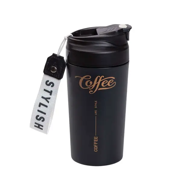 Термокружка Coffee с ремешком 480 мл черная - изображение 2