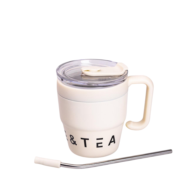 Термочашка Coffee & Tea 480 мл з трубочкою бежева - Фото 4 Термочашка Coffee & Tea 480 мл з трубочкою бежева - зображення 4