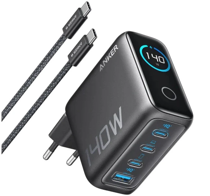 Мережевий зарядний пристрій Anker Laptop Charger 140W, 4-Port, PD