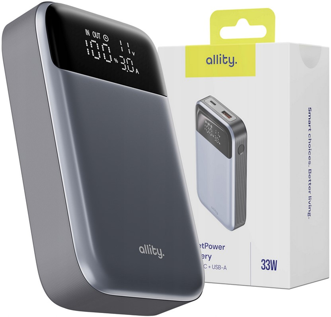 Powerbank Allity APB-200 10000 mAh 33W Grey (GSM187744) - obraz 6