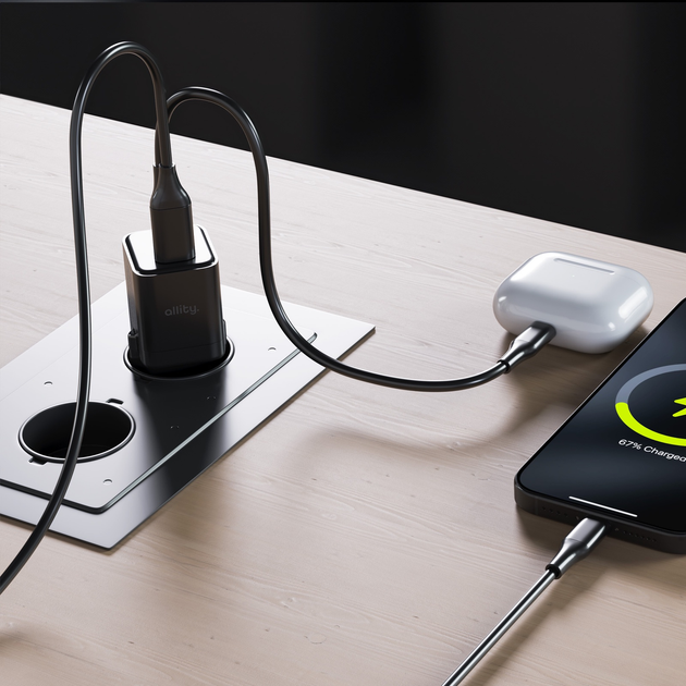 Ładowarka sieciowa Allity GaN PD QC ATC-01-20WAC 1x USB-C 1x USB-A 20W Black (5906667550139) - obraz 9