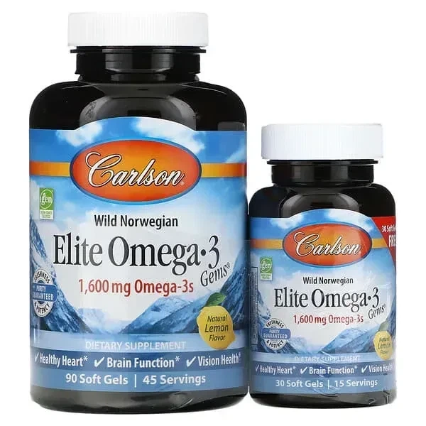 Омега Carlson Elite Omega-3 омега 3 кислоты из норвежской рыбы дикого отлова натуральный лимонный вкус 1600 мг 120 капсул - Фото 1 Омега Carlson Elite Omega-3 омега 3 кислоты из норвежской рыбы дикого отлова натуральный лимонный вкус 1600 мг 120 капсул - изображение 1