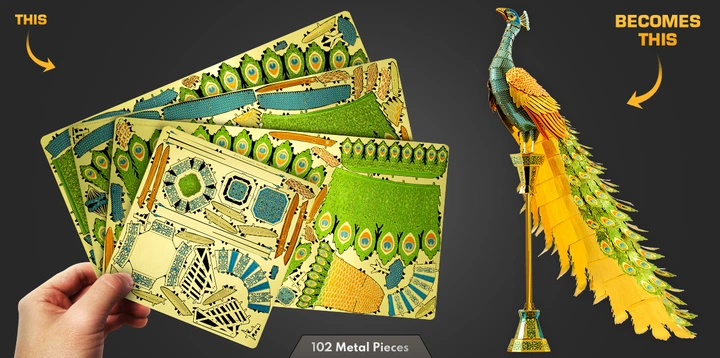 Металлический 3D конструктор "Павлин", Metal Earth, ICX112 - Фото 7 Металлический 3D конструктор "Павлин", Metal Earth, ICX112 - изображение 7