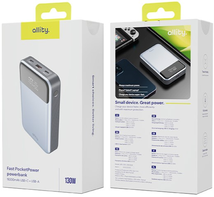 Powerbank Allity APB-200 19200 mAh 130W Grey (GSM187745) - obraz 5