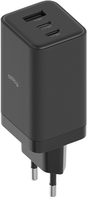 Зарядний пристрій Allity GaN PD QC ATC-01-65WACC 2x USB-C + 1x USB-A 65W Black (5906667550177) - зображення 1