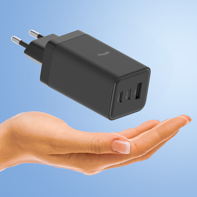 Зарядний пристрій Allity GaN PD QC ATC-01-65WACC 2x USB-C + 1x USB-A 65W Black (5906667550177) - зображення 8