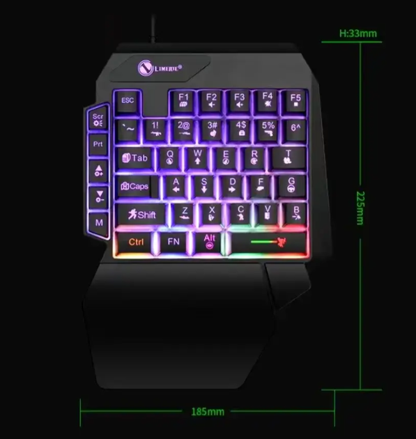 Ігрова кіберспортивна міні провідна з RGB підсвіткою клавіатура Limeide GK103S - зображення 7