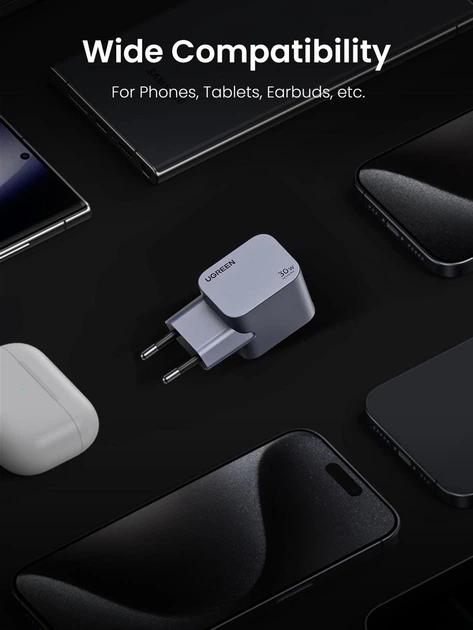Ładowarka sieciowa Ugreen X703 Nexode Pro 30W USB-C GaN Fast Charger Szara 35006 (6941876230068) - obraz 10