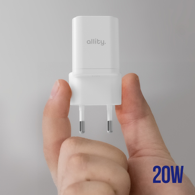 Зарядний пристрій Allity GaN PD QC ATC-01-20WC 1x USB-C 20W White (5906667550344) - зображення 5