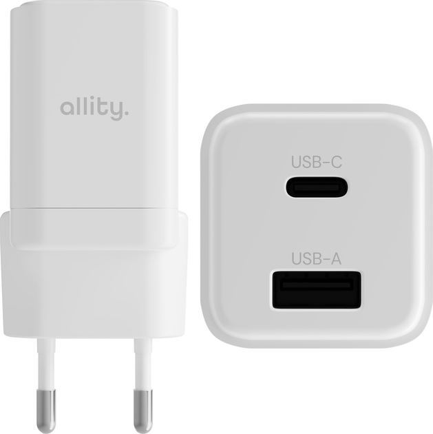 Зарядний пристрій Allity GaN PD QC ATC-01-30WAC 1x USB-C 1x USB-A 30W White (5906667550368) - зображення 3