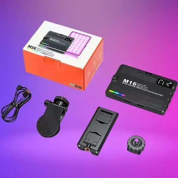 Накамерный свет (mini LED) M16 RGB (цветной) с возможностью крепления на смартфон и встроенный аккумулятором - изображение 6