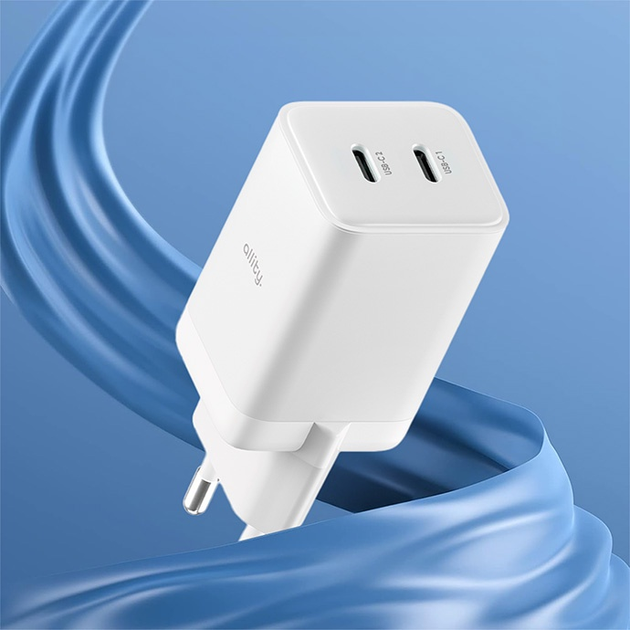Зарядний пристрій Allity GaN PD QC ATC-01-45WCC 2x USB-C 45W White (5906667550375) - зображення 5