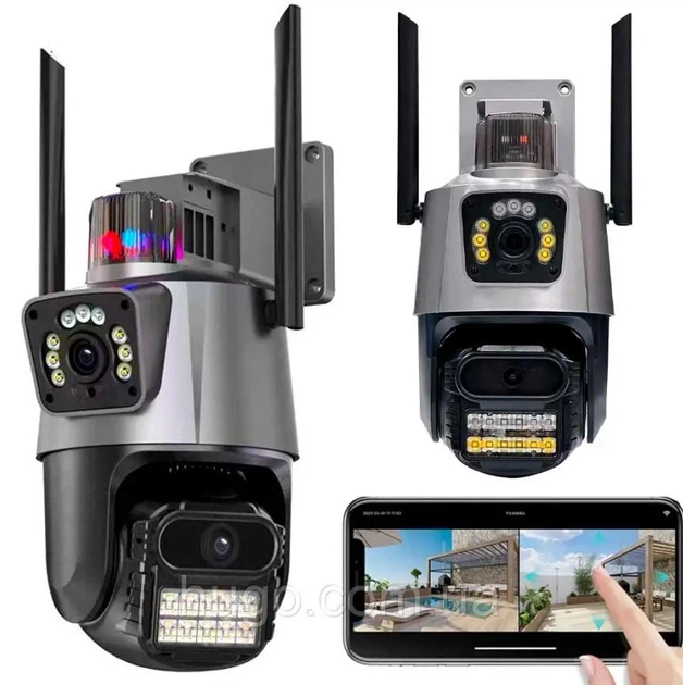 Камера видеонаблюдения IP уличная P11-QQ6 8MP WiFi поворотная с двойными объективами черный - изображение 12