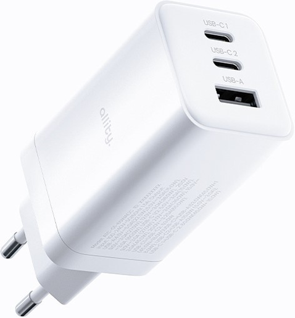 Ładowarka sieciowa Allity GaN PD QC ATC-01-65WACC 2x USB-C + 1x USB-A 65W White (5906667550399) - obraz 1