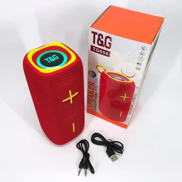 Портативна колонка TG 654 red 8W з підсвічуванням - изображение 2