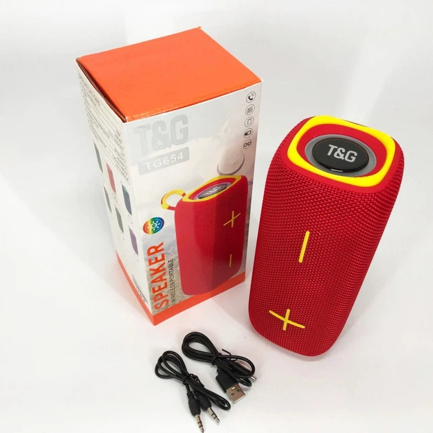 Портативна колонка TG 654 red 8W з підсвічуванням - изображение 11