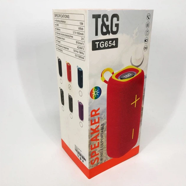 Портативна колонка TG 654 red 8W з підсвічуванням - изображение 13