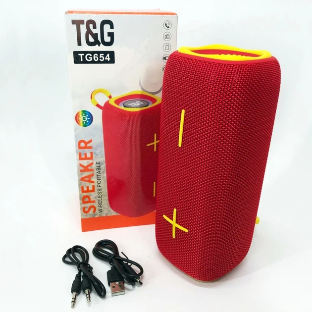 Портативна колонка TG 654 red 8W з підсвічуванням - изображение 15