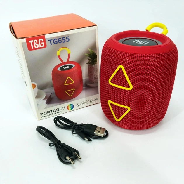 Портативна колонка TG 655 red 5W з RGB - изображение 3