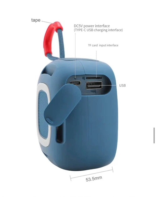 Колонка портативна T&G 659 з Bluetooth BT/USB/TF/FM 5W з ремінцем Синя - изображение 2