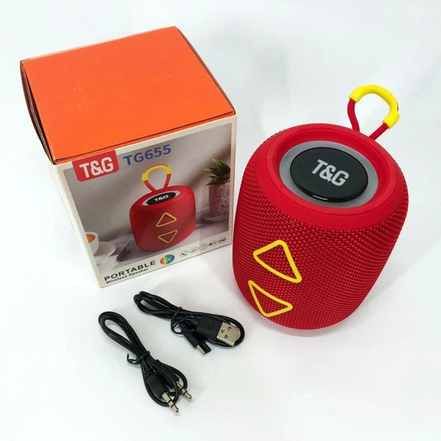 Портативна колонка TG 655 red 5W з RGB - изображение 12