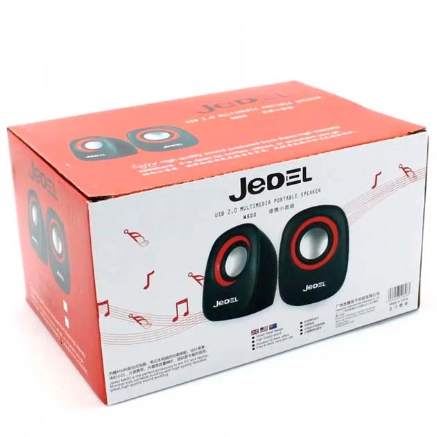 Комп'ютерні колонки Jedel M600 USB+3.5mm, 2x3W, 90Hz-20KHz, з регулятором гучності, дротові для комп'ютера або ноутбука Червоний-Чорний - Фото 2 Комп'ютерні колонки Jedel M600 USB+3.5mm, 2x3W, 90Hz-20KHz, з регулятором гучності, дротові для комп'ютера або ноутбука Червоний-Чорний - зображення 2