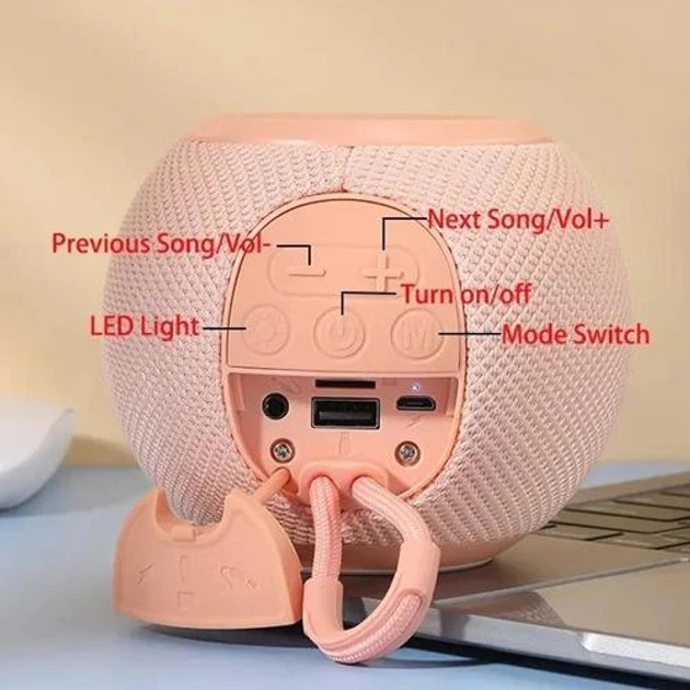 Bluetooth-колонка TG337 з RGB ПІДСВІЧУВАННЯМ, speakerphone, радіо, pink - зображення 5