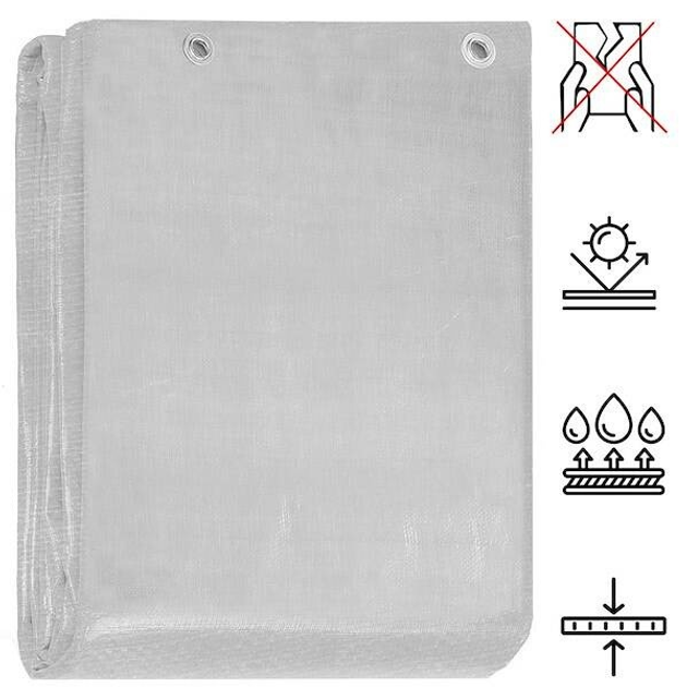 Plandeka Springos 4 x 3 m 210g/m2 gruba płachta ochronna szara (GA2147) (5907719430348) - obraz 15