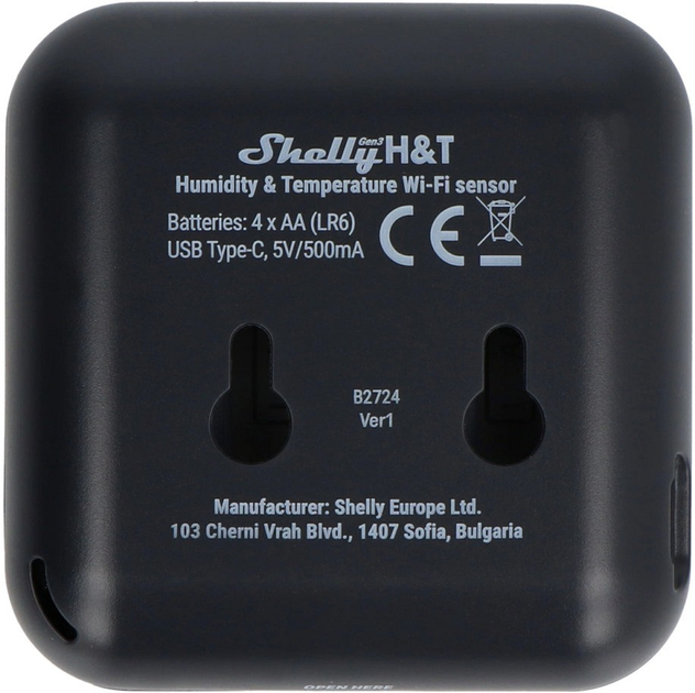 Czujnik temperatury i wilgotności Shelly H&T Gen3 Wi-Fi Black (3800235261545) - obraz 2
