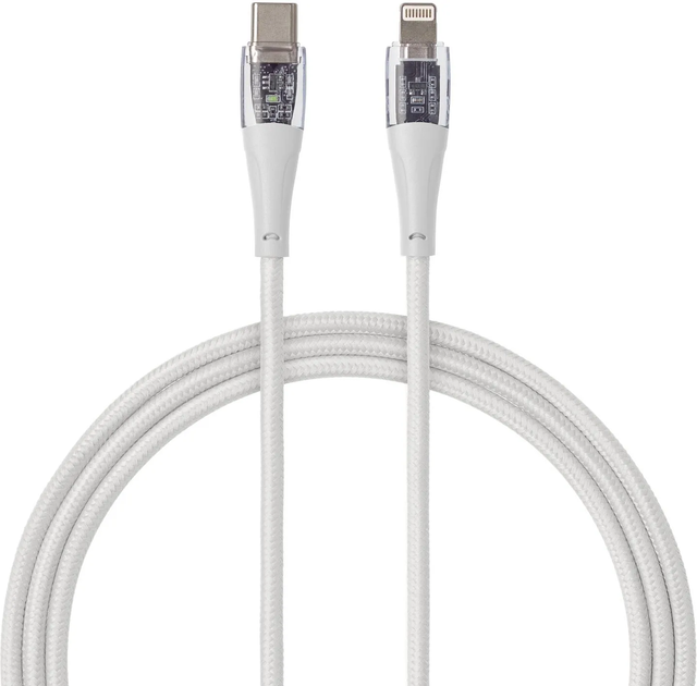 Кабель Qualo USB Type-C – Lightning 1.5 м White/Transparent (5907457783386) - зображення 1