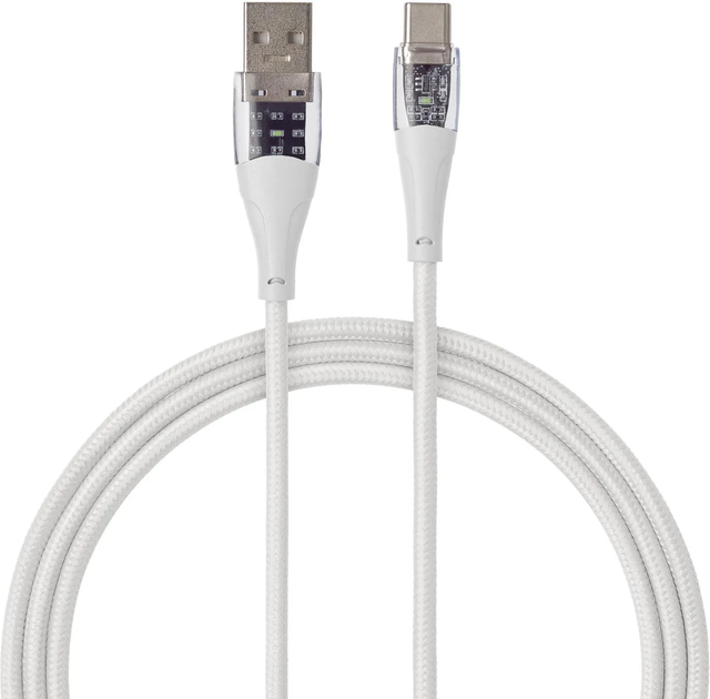 Кабель Qualo USB Type-A – USB Type-C 1.5 м White/Transparent (5907457783379) - зображення 1
