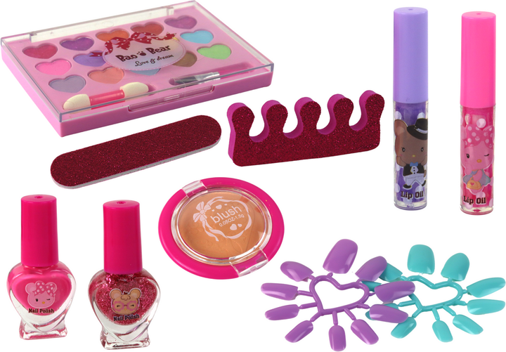 Zestaw piękności LEAN Toys do makijażu i paznokci w różowej walizce 17056 (5905884459126) - obraz 4